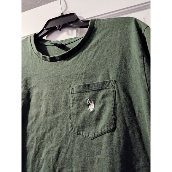 US Polo Assn Pony Pocket T-shirt Relaxed Green Mens Large 100% Cotton Embroidery - Picture 7 of 8
